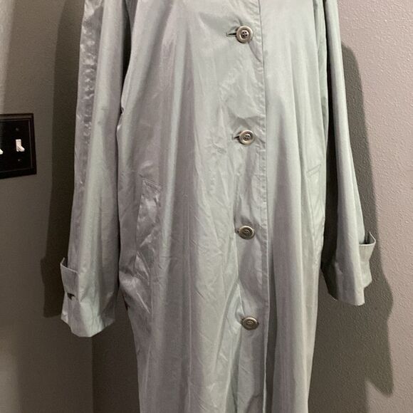 Vintage London Fog Light Spruce Green Trench Coat Removable Wool Liner - Picture 3 of 16